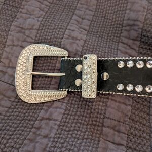 Blazin Roxx Black and Silver Studded Belt